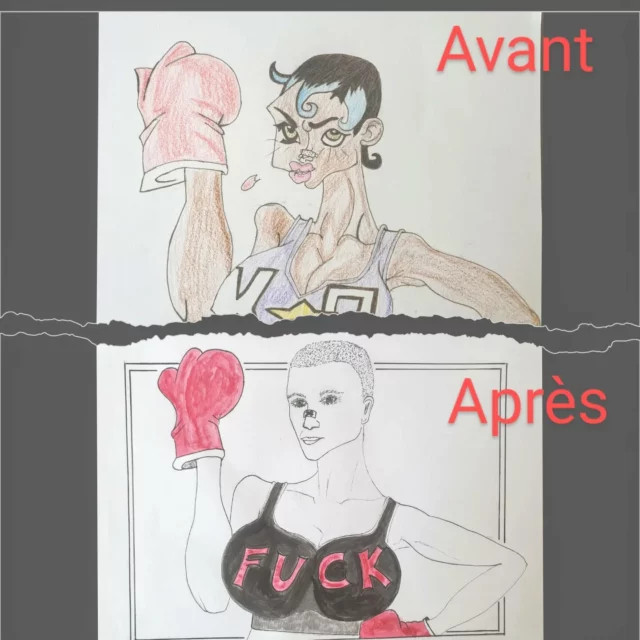 Avant/après

À vrai dire, je ne sais plus pourquoi j’ai fait ce dessin, il y a quasi 20 ans.
Mais quand j’ai vu le challenge de @pimptonstyle_ et que je suis retombée dessus, je me suis dit qu’il y avait quelque chose à faire.

L’ADN de l’original est toujours là. Le style cartoonesque a laissé place à plus de réalisme. Le côté sport est passé au 2nd plan, pour laisser parler ma colère du moment.
Ouais, en ce moment je suis un peu (non beaucoup) énervée contre tout ce qui se passe.
Les violences faites aux femmes, les gouvernements complètement hors sols … La liste est longue.
Bref, cette version 2025 est un coup de poing dans la tronche à tout ça et à toutes les injonctions que l’on doit supporter.

Quand j’ai fait le visage, j’avais une héroïne en tête, d’après toi, laquelle ?
1/ Ellen Ripley
2/ Furiosa
3/ G.I. Jane

#artchallenge
#artchallenge2025
#illustrationchallenge
#vénère 
#badass