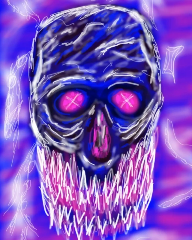 Je suis fan des 💀 et pourtant je m'aperçois que je n'en dessine pas tant que ça. 
J'ai pris ma tablette qui prenait la poussière et je me suis amusée. 
Des couleurs flashys, un style vibrant et détaillé comme j'aime. 
Tu préfères lequel ? Avec ou sans arrière plan ?

#artnumerique
#skull 
#skullart
#artpsychedelic 
#darkart
#cyberpunk
#artexpressif